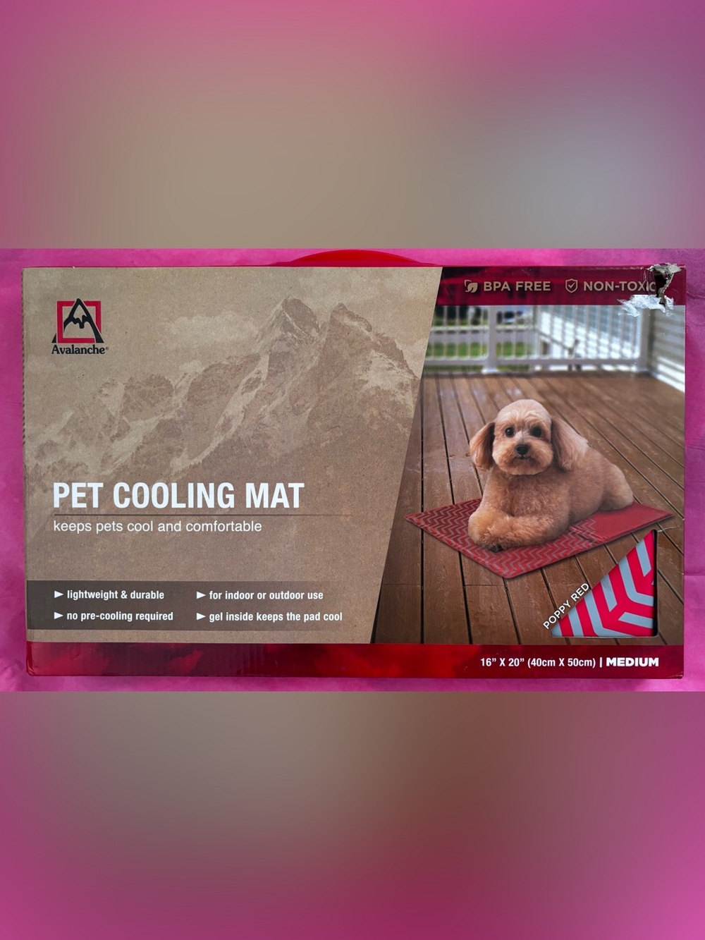 Avalanche Pet Cooling Mat Gel Cushion BPA-Free, Non-Toxic Comfortable Wipe Clean